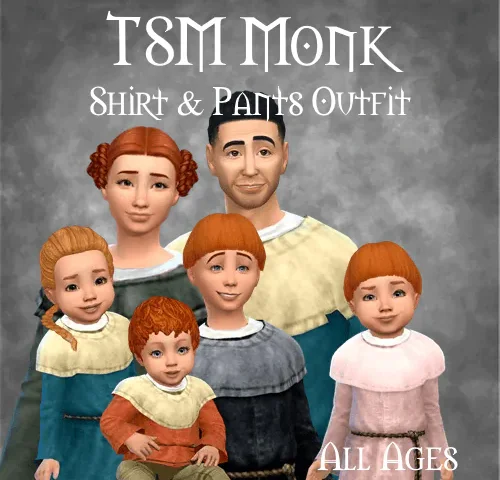 TSM Medieval Monk Outfit with Pants for All Ages