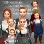 TSM Commoner Leather Sleeves Gathered Skirt