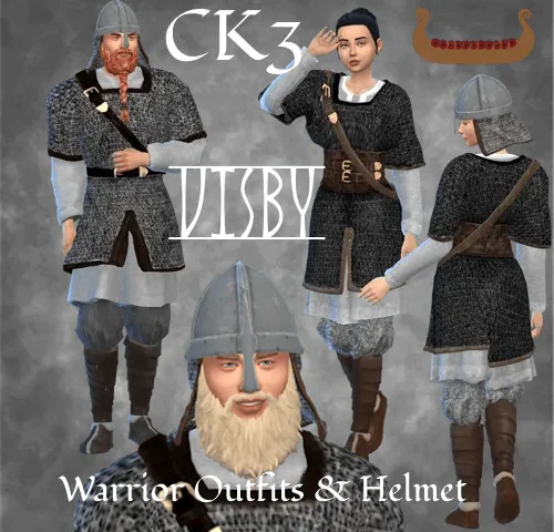 CK3 Norse Visby Outfits - Warrior version + Helmet