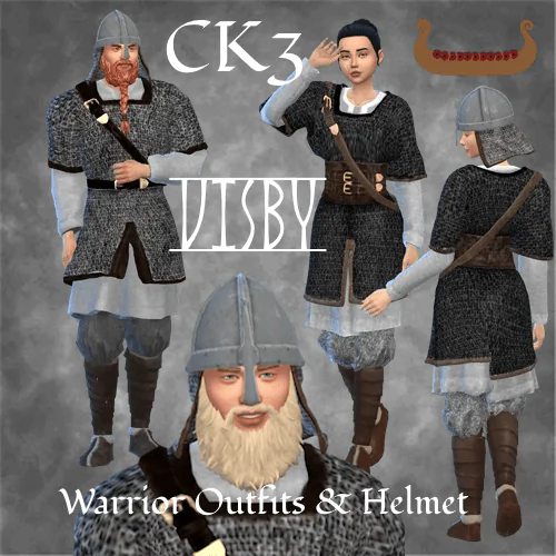 CK3 Norse Visby Outfits - Warrior version + Helmet