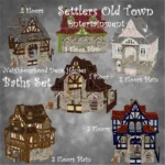 Medieval Old Town Hood Deco Houses - Baths Set