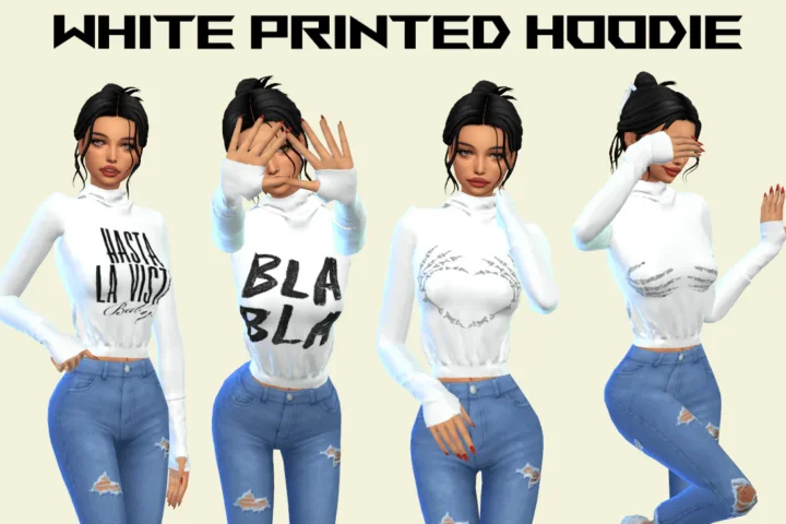 WHITE PRINTED HOODIE + added new swatches