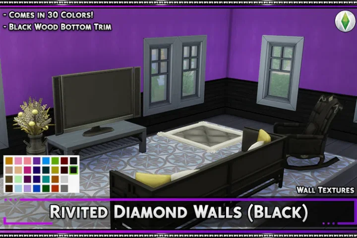 Rivited Diamon Wallpaper (Black)