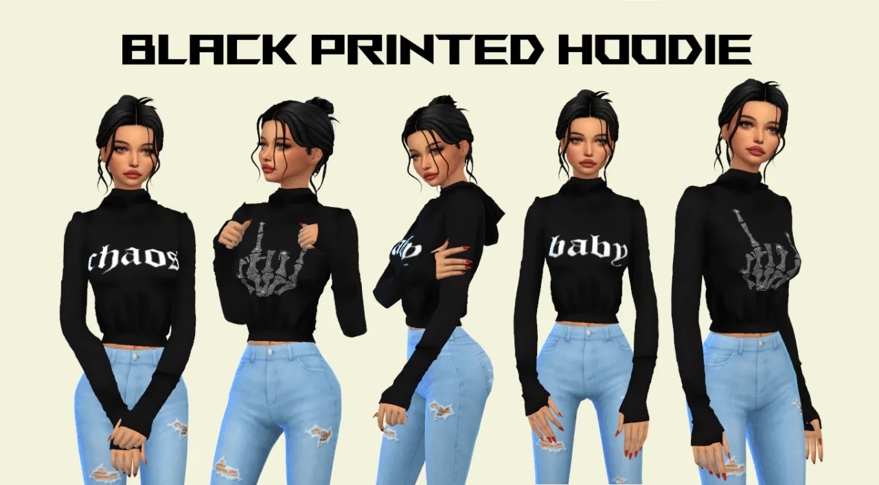 BLACK PRINTED HOODIE + added new swatches