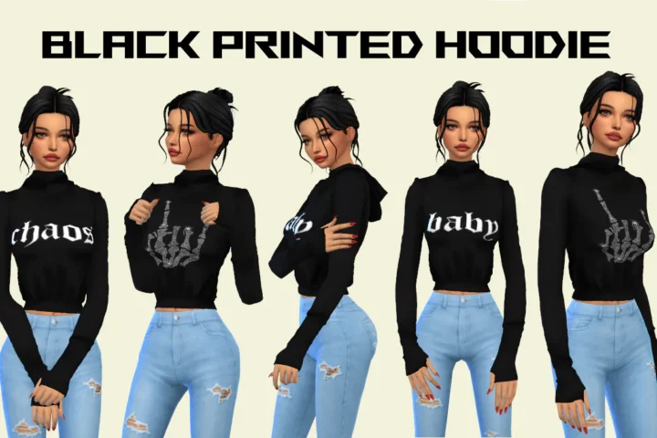 BLACK PRINTED HOODIE + added new swatches