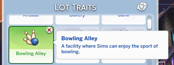 Bowling Alley Lot Trait