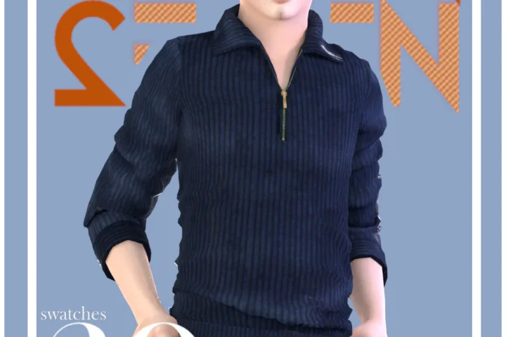 Child's Rolled Up Ribbed Knit Quarter Zip Sweater