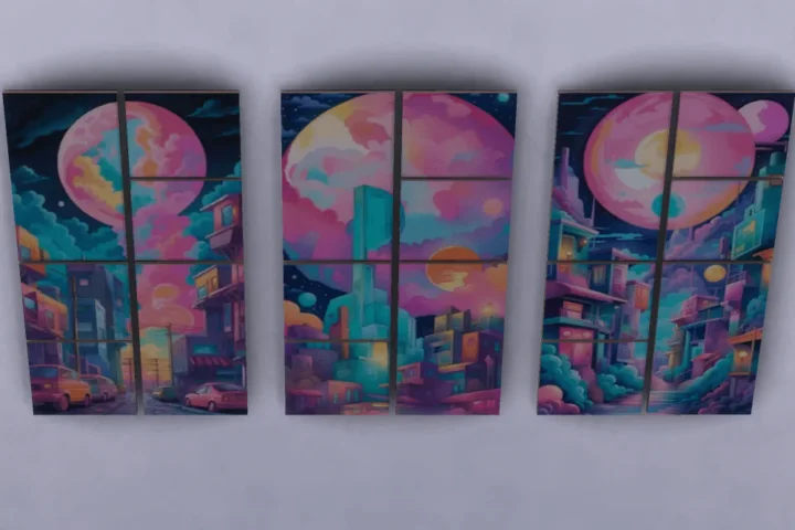 Colorful Moon paintings