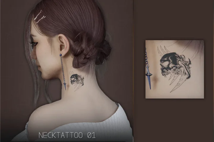 Skull Neck Tattoo 01