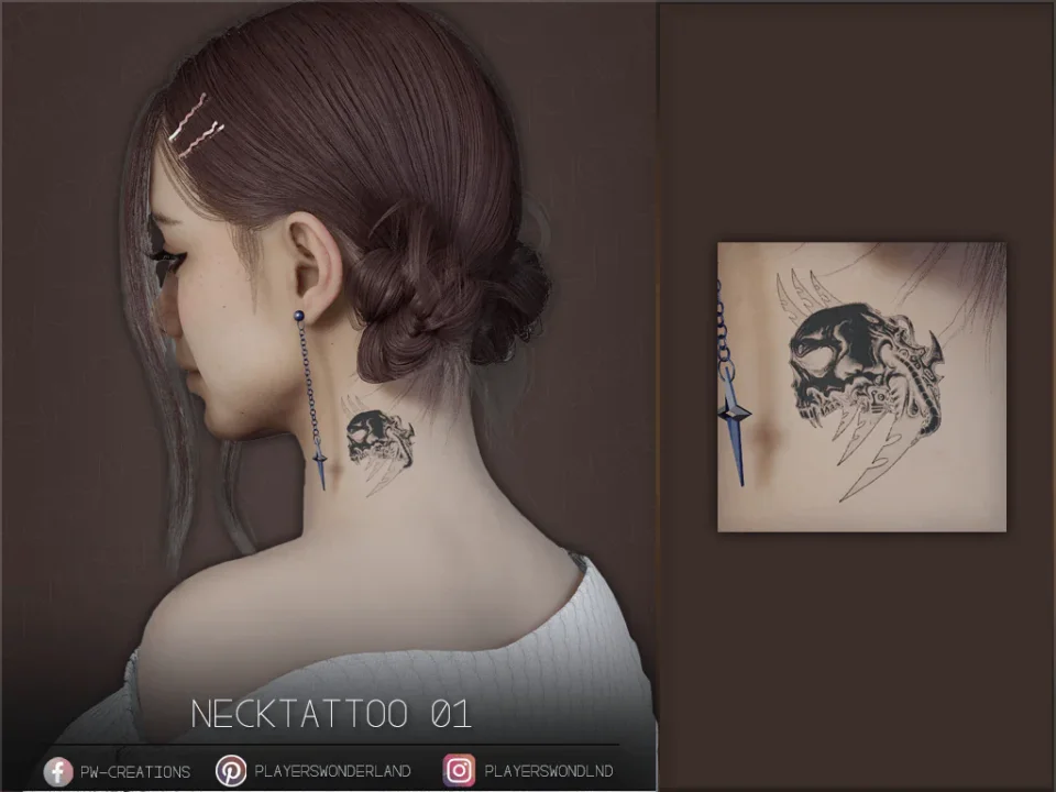 Skull Neck Tattoo 01