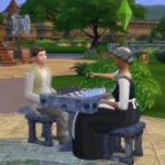 TSM Military Stone Chess Table with Matching Chair