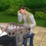 TSM Military Stone Chess Table with Matching Chair