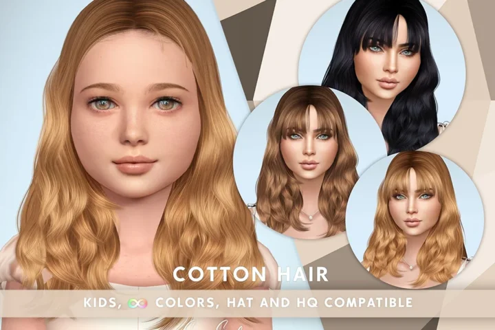 SONYASIMS - COTTON HAIR (2 STYLES INCLUDED WITH AND WITHOUT BANGS)