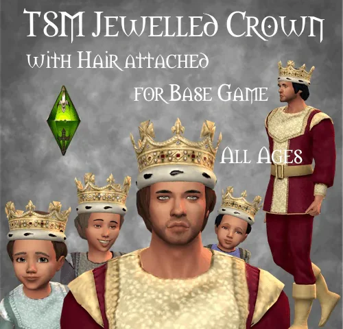 TSM Jewelled Crown with Hair Attached
