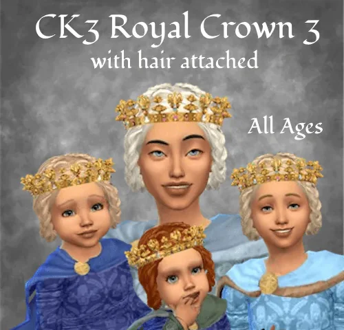 CK3 Royal Crown 3 with Hair Attached
