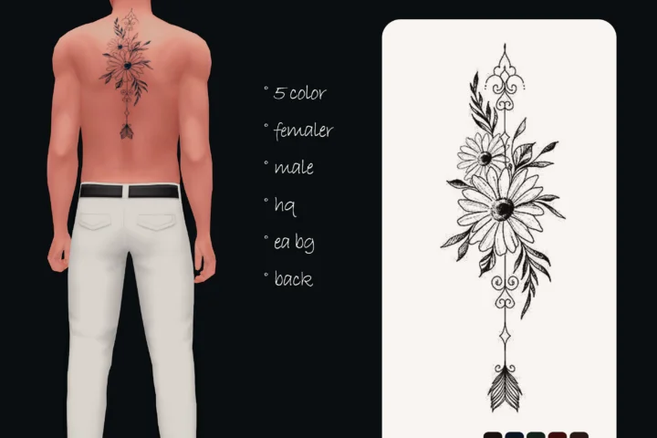 moonmoonsim daisy arrow female tattoo