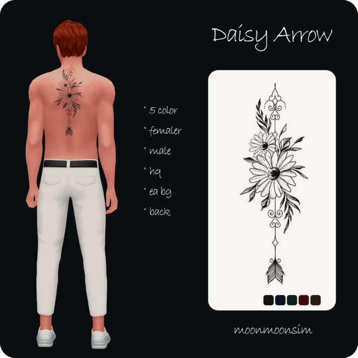 moonmoonsim daisy arrow female tattoo