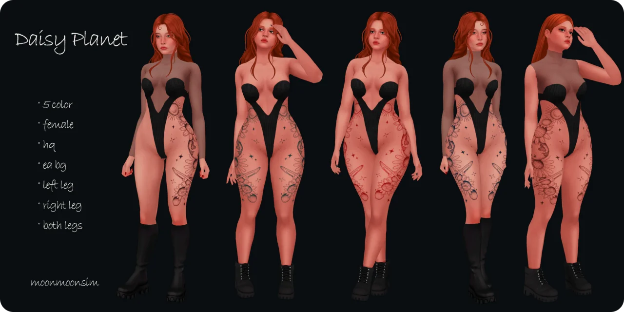 daisy planet female tattoo