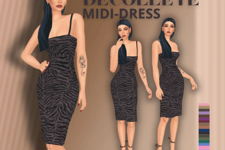 DEEP DECOLLETE MID-DRESS