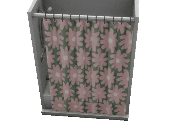 Shower Tub With Random Pattern Curtains