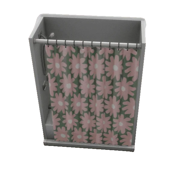 Shower Tub With Random Pattern Curtains