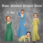 Basic Medieval Peasant Dress for all ages + tops, separated skirt