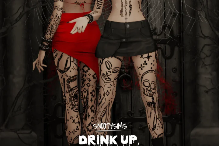 Drink Up, Witches Tattoo CC by SNOOTYSIMS