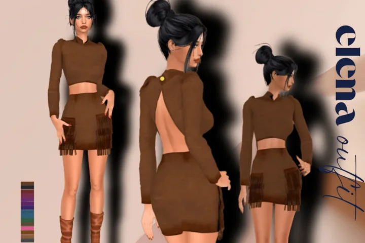 ELENA OUTFIT BACKLESS BLOUSE & TASSEL SKIRT