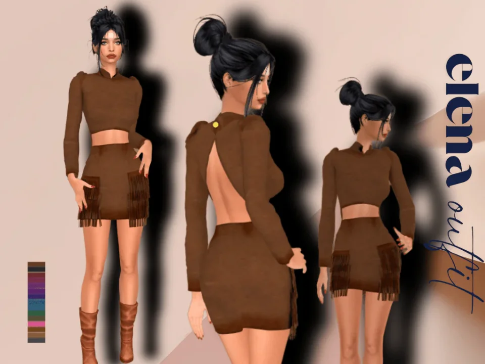 ELENA OUTFIT BACKLESS BLOUSE & TASSEL SKIRT