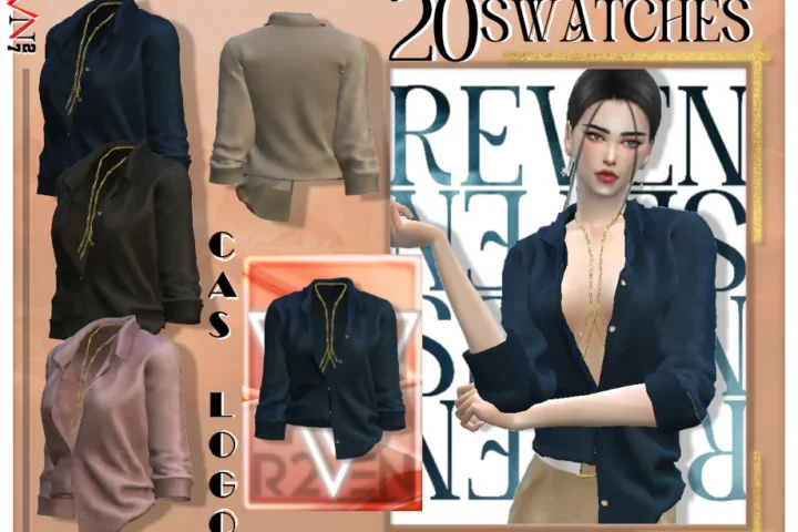 Roll Up Sleeves Open Shirt with Body Chain Accessory