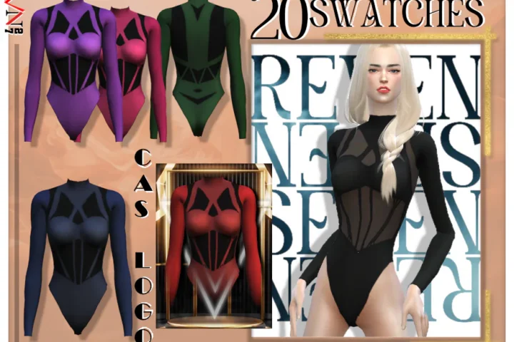 High Neck Corset Long-sleeve Bodysuit (Acc Tights and Lingerie)
