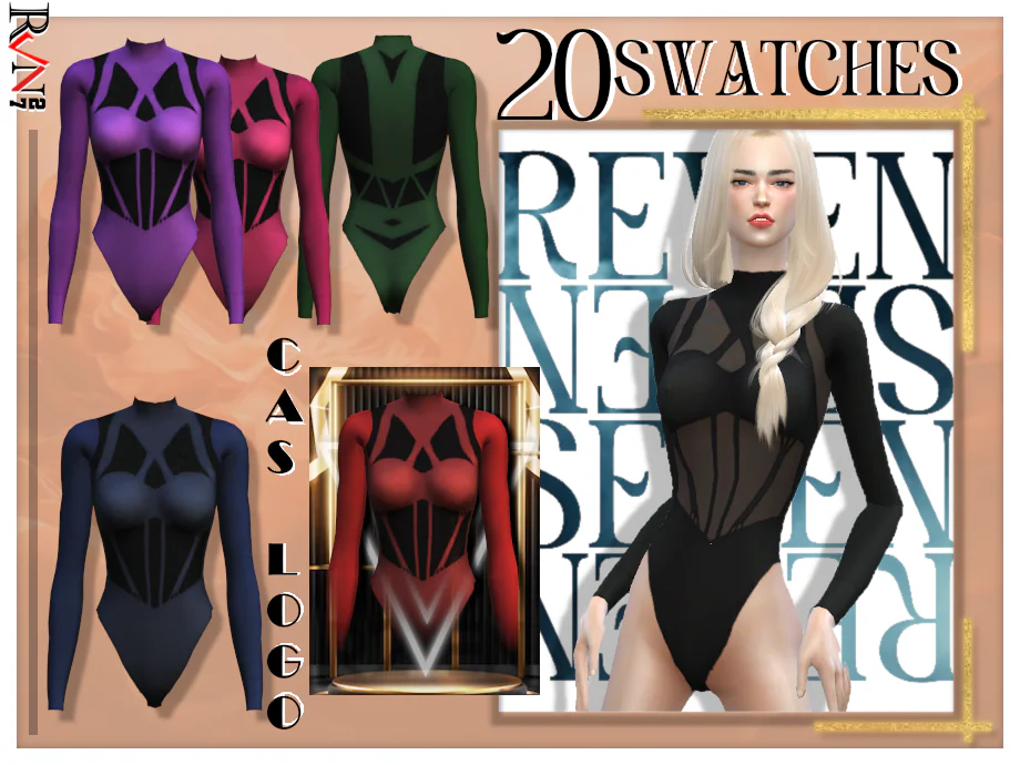 High Neck Corset Long-sleeve Bodysuit (Acc Tights and Lingerie)
