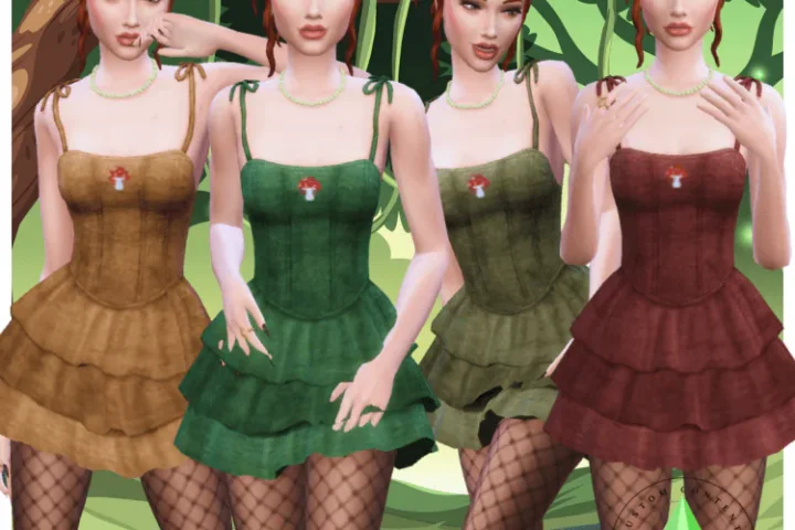 Fairy Forest Dress + Natural Green Stone Necklass