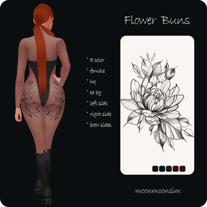 flower buns female tattoo