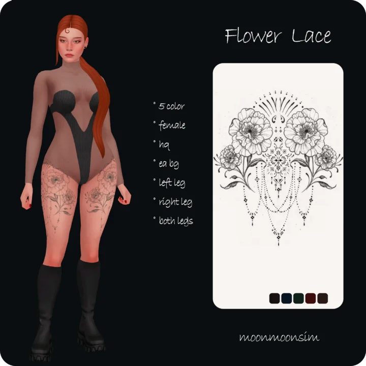 flower lace female tattoo