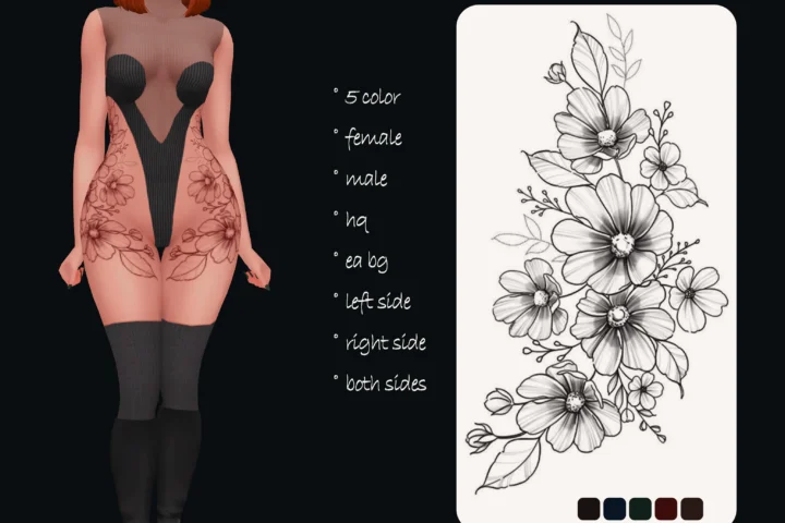moonmoonsim flowers female tattoo