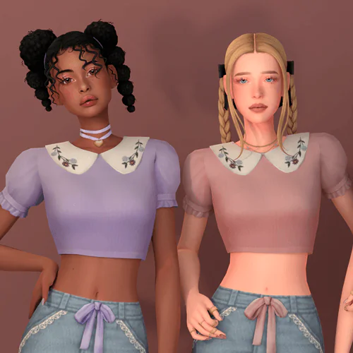 [Coquette Collection] - Rounded Neckline Shirt