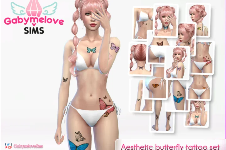 Aesthetic butterfly tattoo set [HQ compatible]