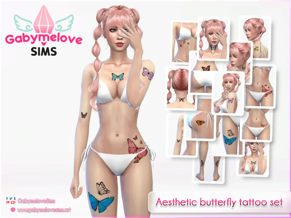 Aesthetic butterfly tattoo set [HQ compatible]