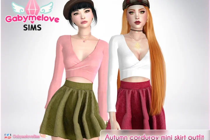 Autumn corduroy mini skirt outfit [HQ compatible]