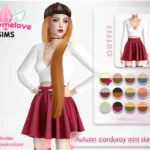 Autumn corduroy mini skirt outfit [HQ compatible]