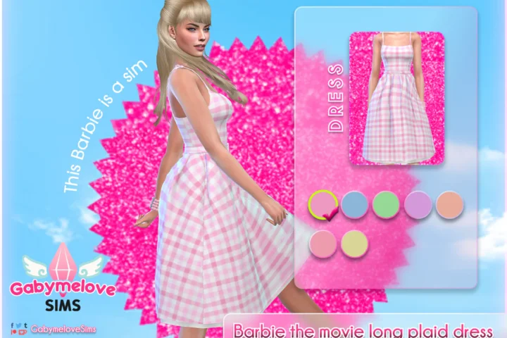 Barbie pink gingham dress outfit, SET [HQ compatible]