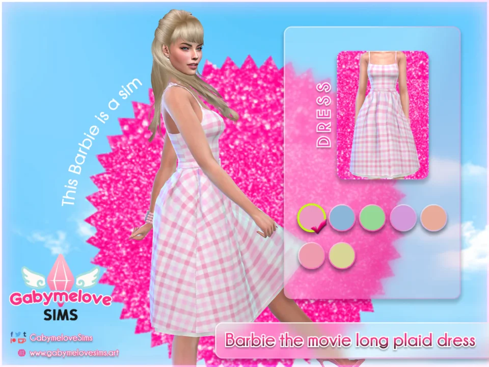 Barbie pink gingham dress outfit, SET [HQ compatible]