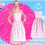 Barbie pink gingham dress outfit, SET [HQ compatible]