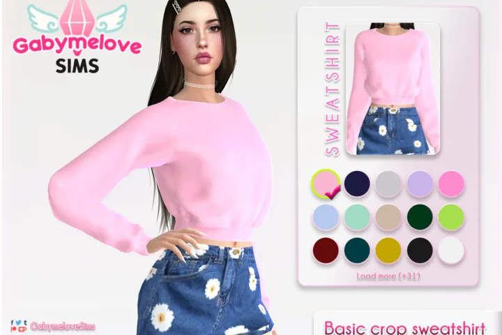 Basic crop sweatshirt for women [HQ compatible]