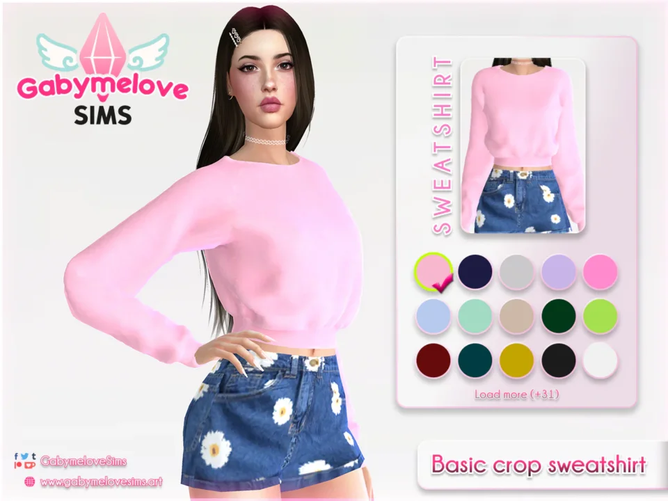 Basic crop sweatshirt for women [HQ compatible]