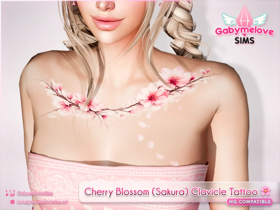 Cherry Blossom (Sakura) Clavicle Tattoo 🌸