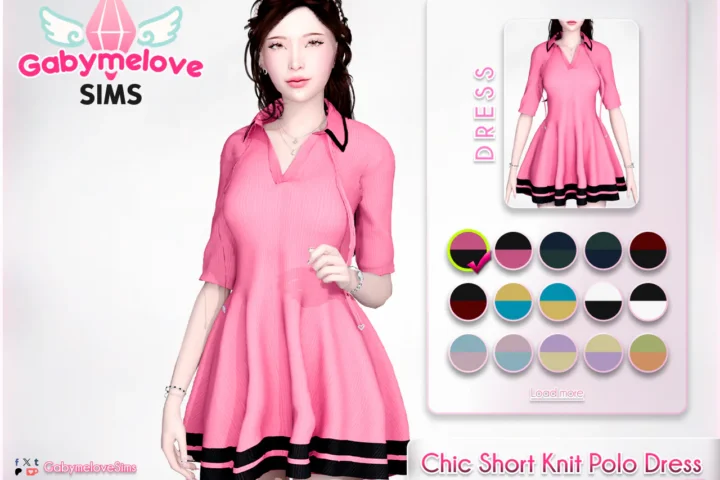 Chic Short Knit Polo Dress [HQ compatible]