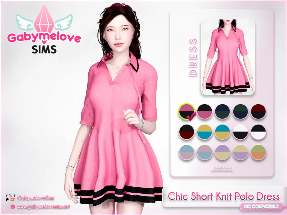 Chic Short Knit Polo Dress [HQ compatible]