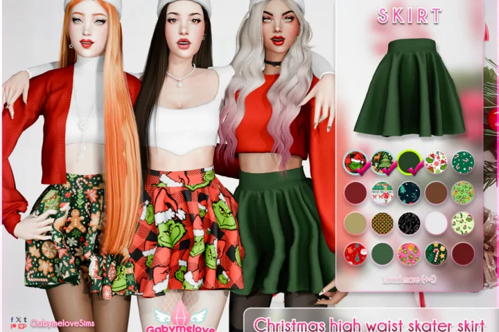 Christmas high waist skater skirt [HQ compatible]